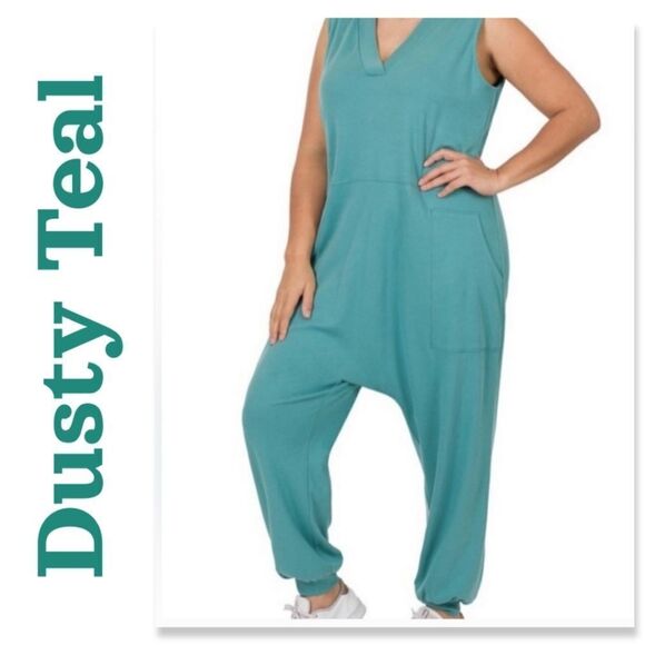 New Zenana Solid Sleeveless Harem Jumpsuit - Picture 3 of 16